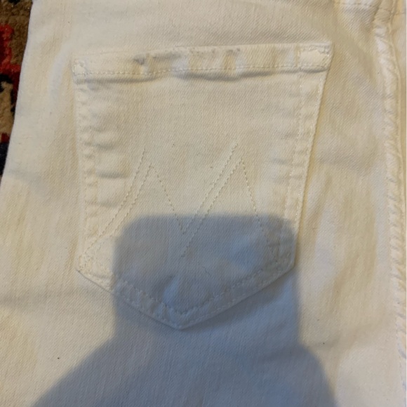 MOTHER Chalk Ivory High Waisted Rascal Ankle Fray Jeans - Picture 8 of 11